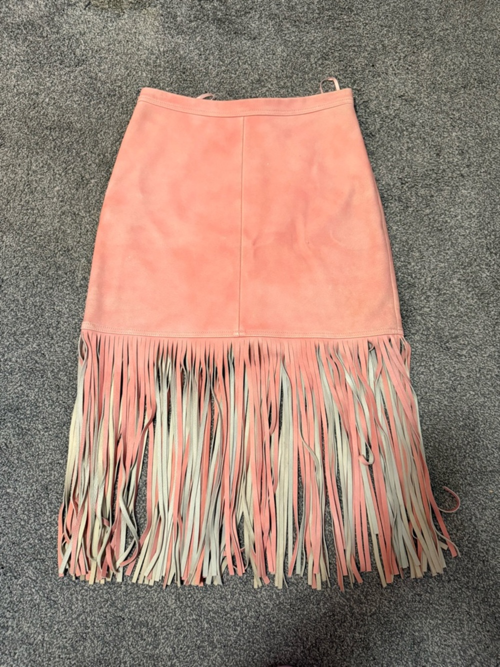 J. Crew Collection Coral Pink Suede Fringe Mini Skirt 2